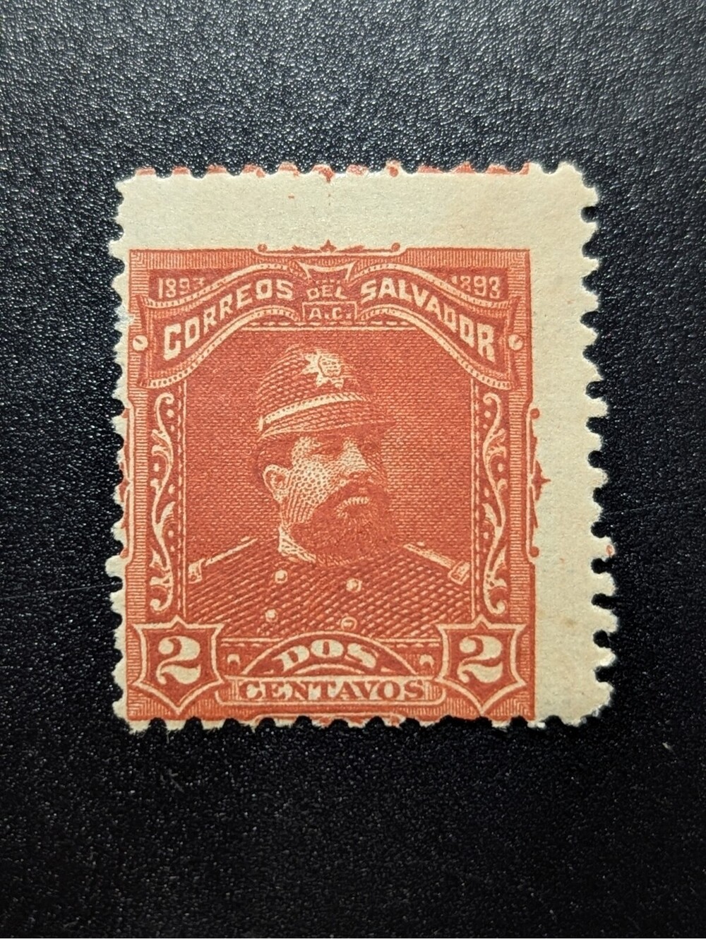 ERROR 1893 EL SALVADOR 2C STAMP #77 SIGNIFICANT VERTICAL Horizontal MISPERF